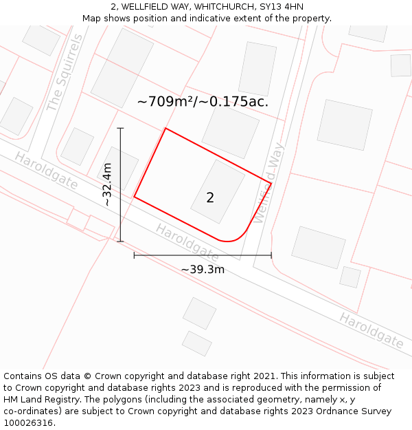 2, WELLFIELD WAY, WHITCHURCH, SY13 4HN: Plot and title map