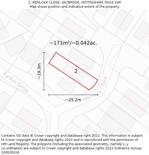 2, WENLOCK CLOSE, GILTBROOK, NOTTINGHAM, NG16 2WF: Plot and title map