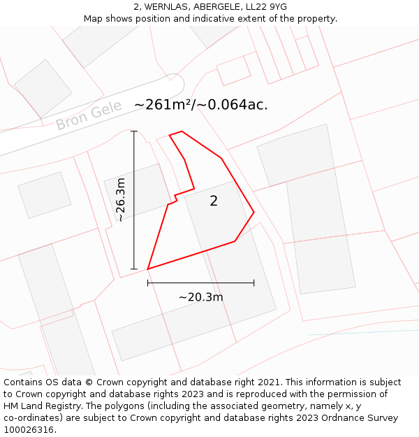 2, WERNLAS, ABERGELE, LL22 9YG: Plot and title map