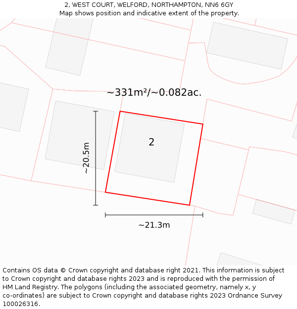 2, WEST COURT, WELFORD, NORTHAMPTON, NN6 6GY: Plot and title map