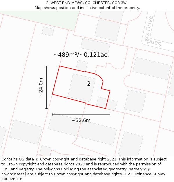 2, WEST END MEWS, COLCHESTER, CO3 3WL: Plot and title map