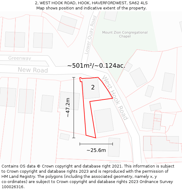 2, WEST HOOK ROAD, HOOK, HAVERFORDWEST, SA62 4LS: Plot and title map