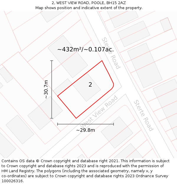 2, WEST VIEW ROAD, POOLE, BH15 2AZ: Plot and title map