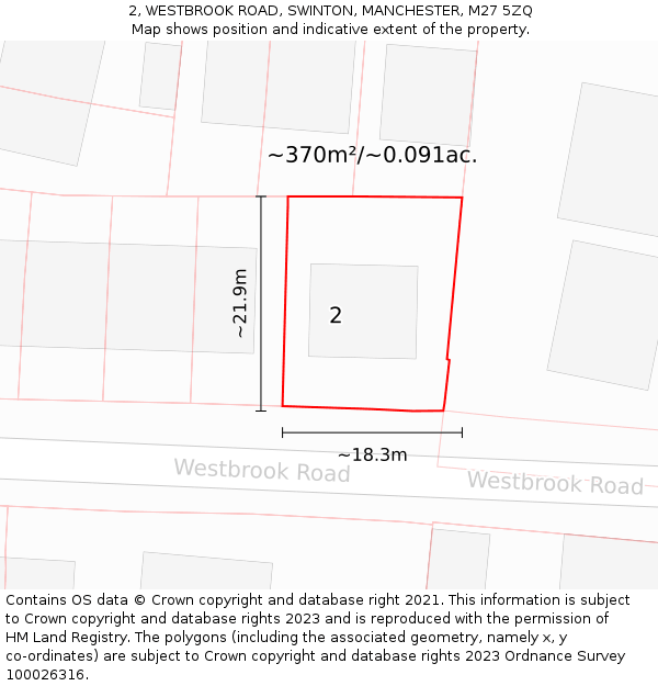 2, WESTBROOK ROAD, SWINTON, MANCHESTER, M27 5ZQ: Plot and title map