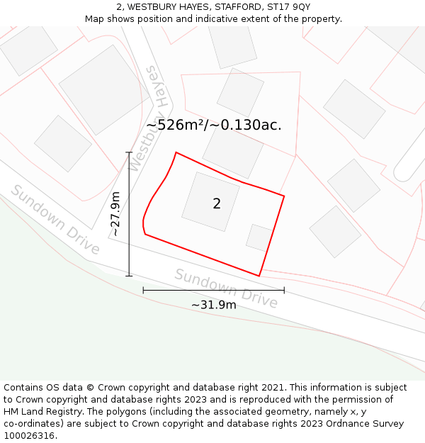 2, WESTBURY HAYES, STAFFORD, ST17 9QY: Plot and title map