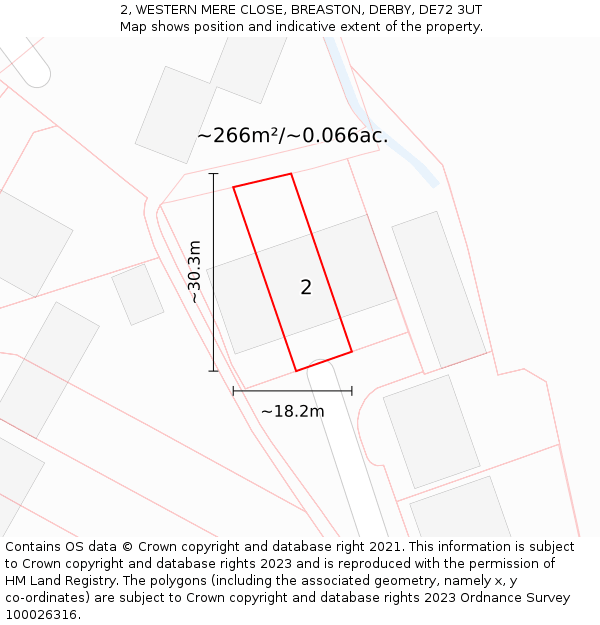 2, WESTERN MERE CLOSE, BREASTON, DERBY, DE72 3UT: Plot and title map