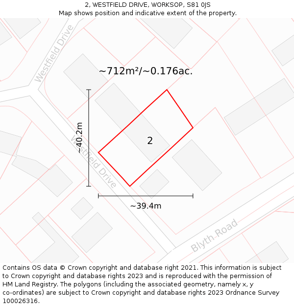 2, WESTFIELD DRIVE, WORKSOP, S81 0JS: Plot and title map