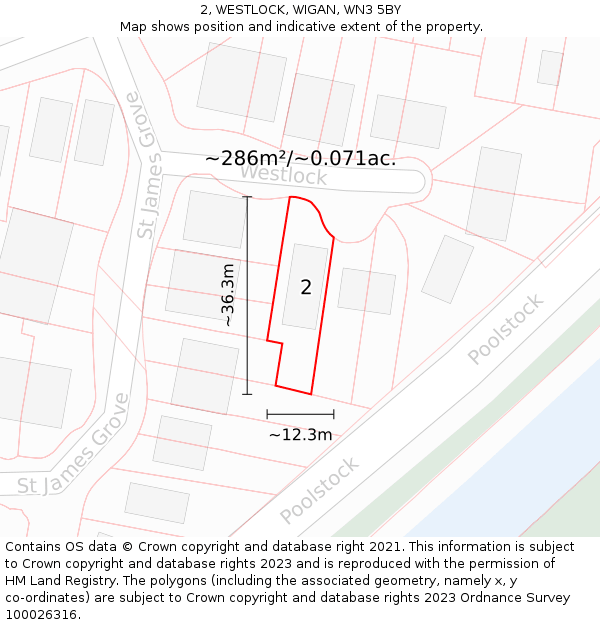 2, WESTLOCK, WIGAN, WN3 5BY: Plot and title map