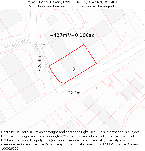 2, WESTMINSTER WAY, LOWER EARLEY, READING, RG6 4BX: Plot and title map