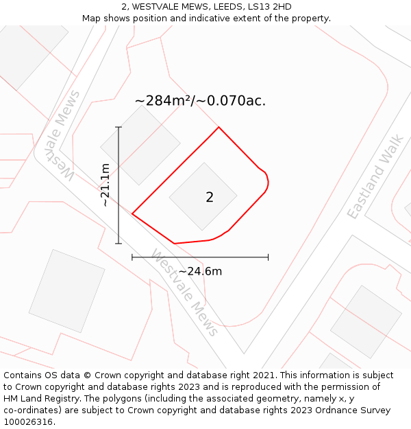 2, WESTVALE MEWS, LEEDS, LS13 2HD: Plot and title map