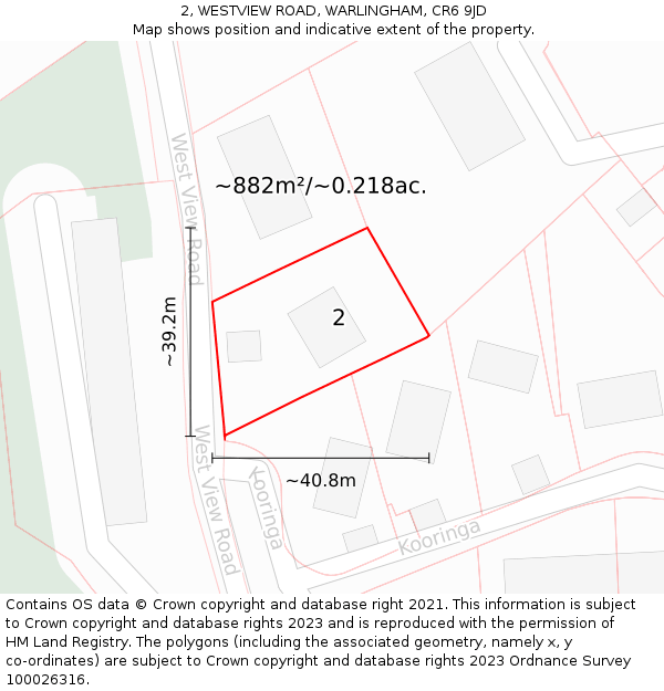2, WESTVIEW ROAD, WARLINGHAM, CR6 9JD: Plot and title map