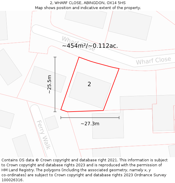 2, WHARF CLOSE, ABINGDON, OX14 5HS: Plot and title map