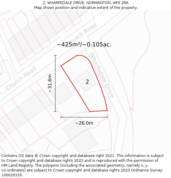 2, WHARFEDALE DRIVE, NORMANTON, WF6 2RA: Plot and title map
