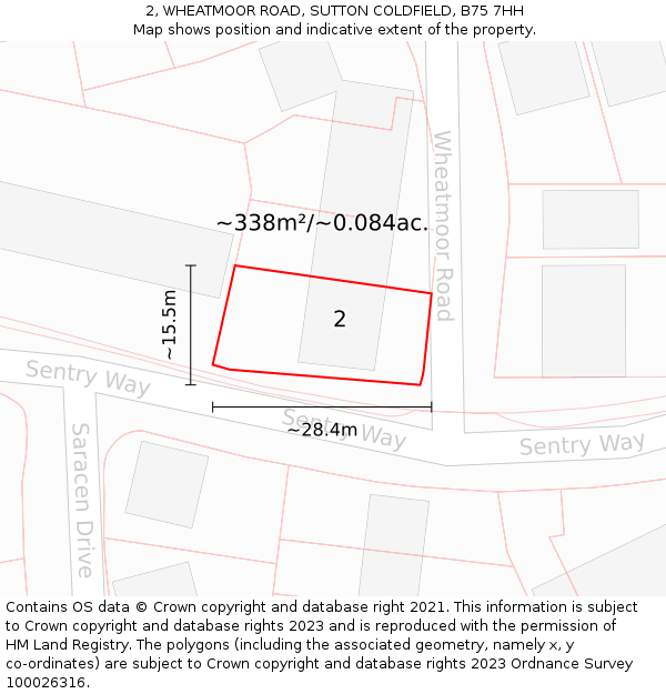 2, WHEATMOOR ROAD, SUTTON COLDFIELD, B75 7HH: Plot and title map