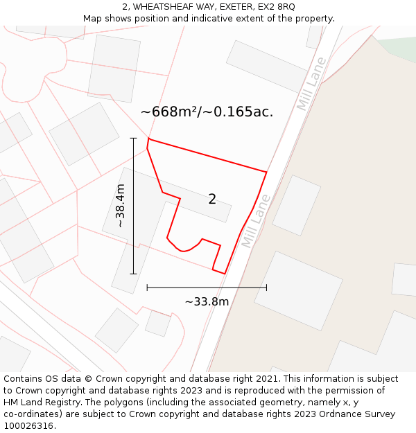 2, WHEATSHEAF WAY, EXETER, EX2 8RQ: Plot and title map