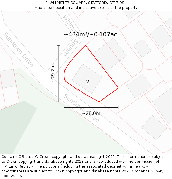 2, WHIMSTER SQUARE, STAFFORD, ST17 9SH: Plot and title map