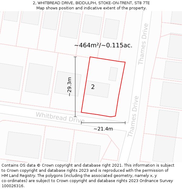 2, WHITBREAD DRIVE, BIDDULPH, STOKE-ON-TRENT, ST8 7TE: Plot and title map