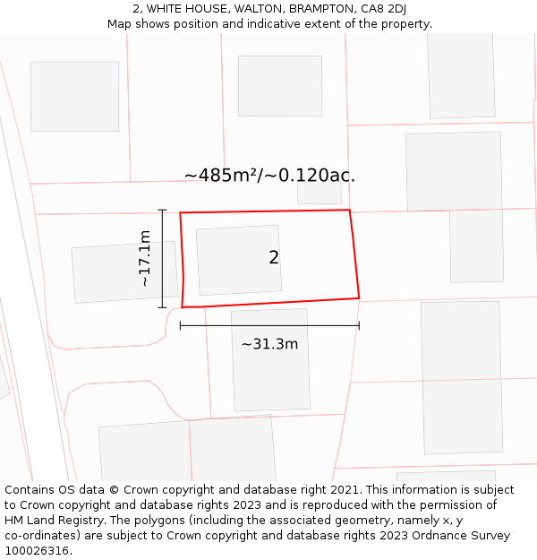2, WHITE HOUSE, WALTON, BRAMPTON, CA8 2DJ: Plot and title map
