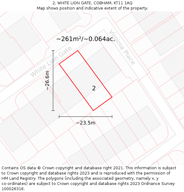2, WHITE LION GATE, COBHAM, KT11 1AQ: Plot and title map