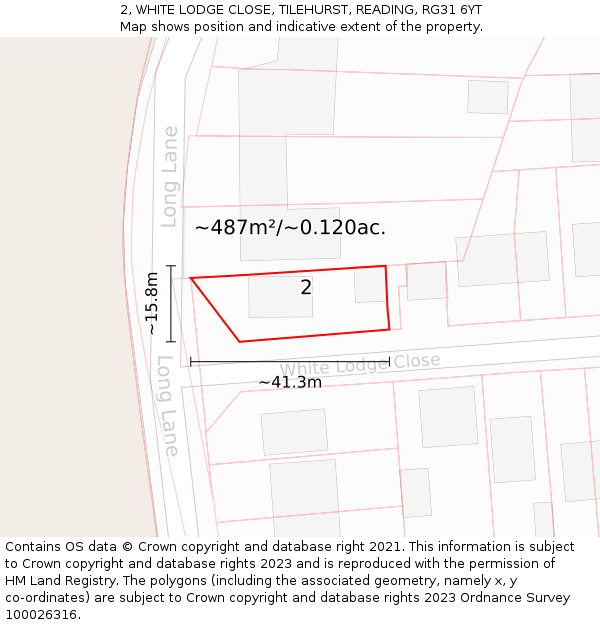 2, WHITE LODGE CLOSE, TILEHURST, READING, RG31 6YT: Plot and title map