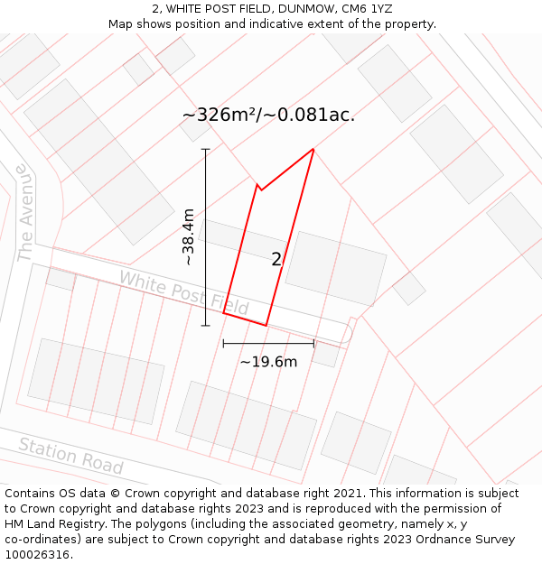 2, WHITE POST FIELD, DUNMOW, CM6 1YZ: Plot and title map