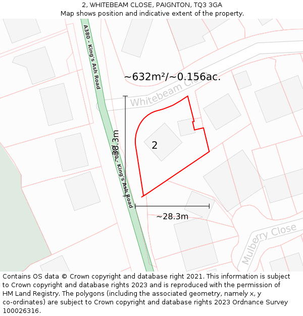 2, WHITEBEAM CLOSE, PAIGNTON, TQ3 3GA: Plot and title map