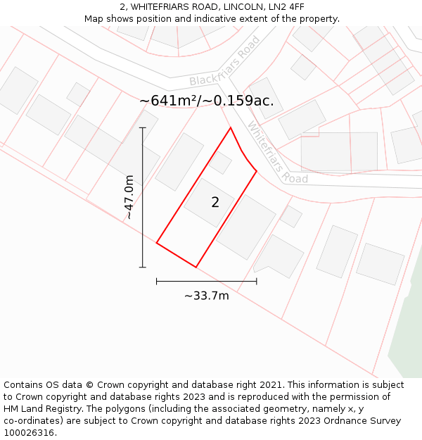 2, WHITEFRIARS ROAD, LINCOLN, LN2 4FF: Plot and title map