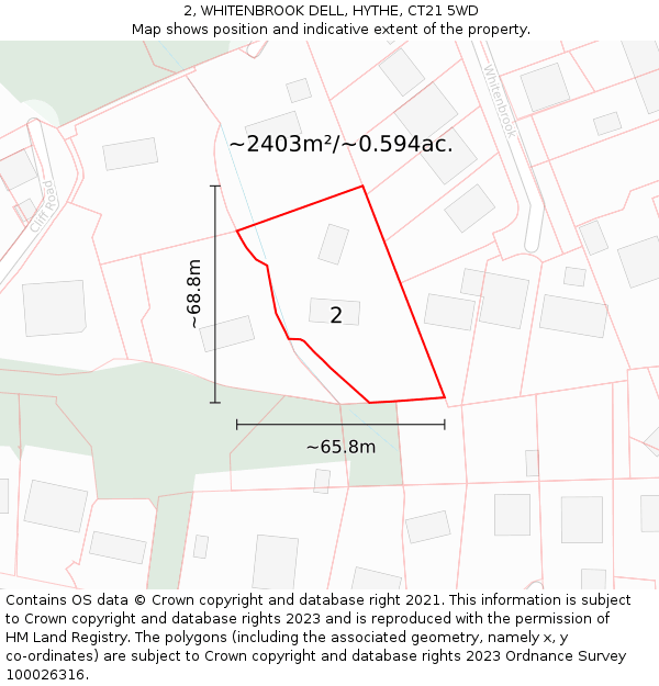 2, WHITENBROOK DELL, HYTHE, CT21 5WD: Plot and title map