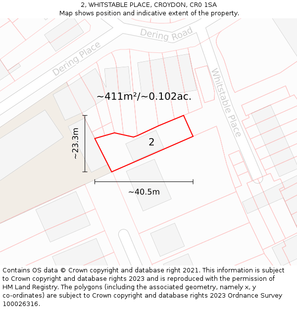 2, WHITSTABLE PLACE, CROYDON, CR0 1SA: Plot and title map