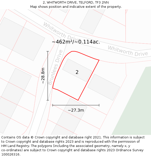 2, WHITWORTH DRIVE, TELFORD, TF3 2NN: Plot and title map