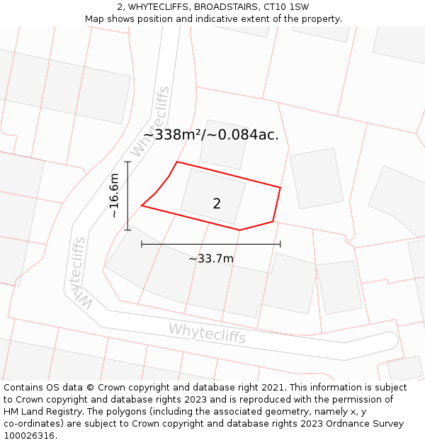 2, WHYTECLIFFS, BROADSTAIRS, CT10 1SW: Plot and title map