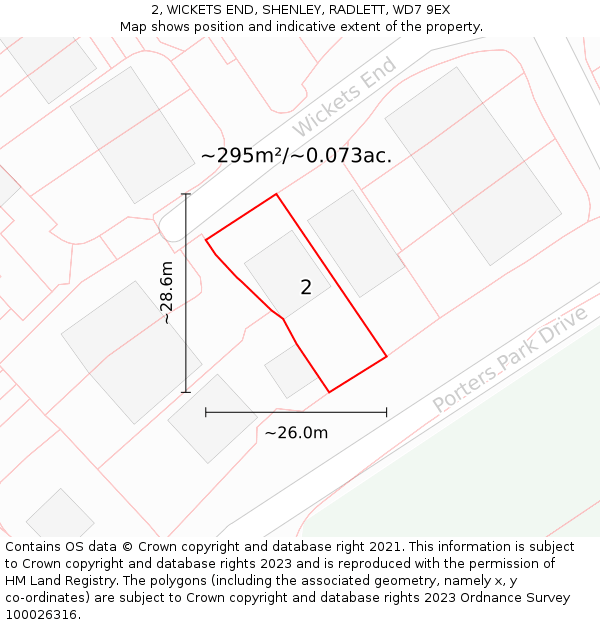 2, WICKETS END, SHENLEY, RADLETT, WD7 9EX: Plot and title map