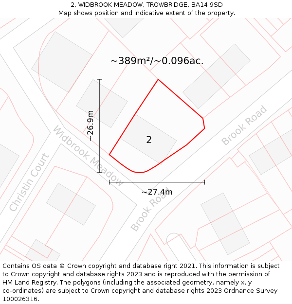 2, WIDBROOK MEADOW, TROWBRIDGE, BA14 9SD: Plot and title map