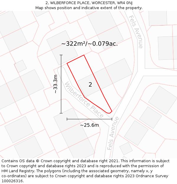 2, WILBERFORCE PLACE, WORCESTER, WR4 0NJ: Plot and title map
