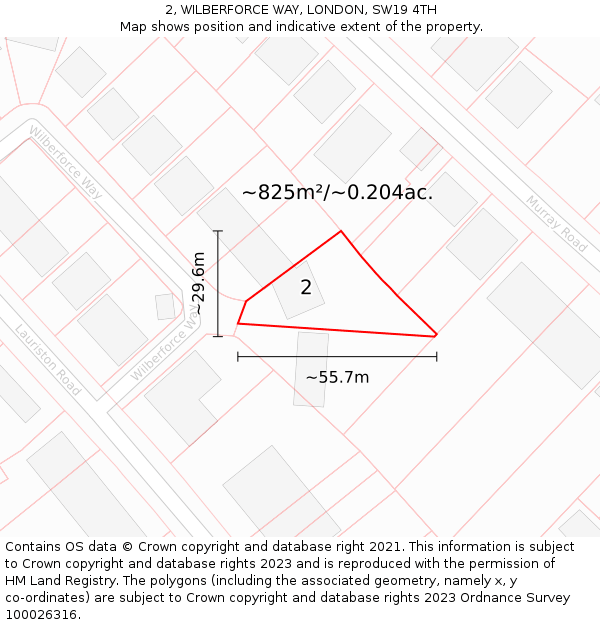 2, WILBERFORCE WAY, LONDON, SW19 4TH: Plot and title map