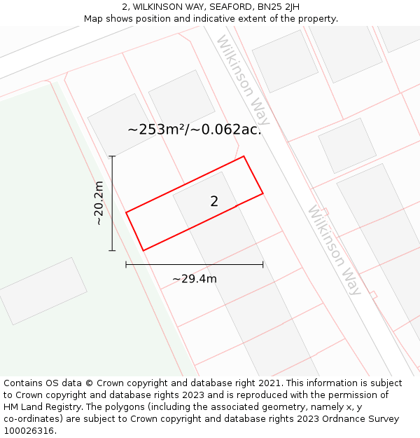 2, WILKINSON WAY, SEAFORD, BN25 2JH: Plot and title map