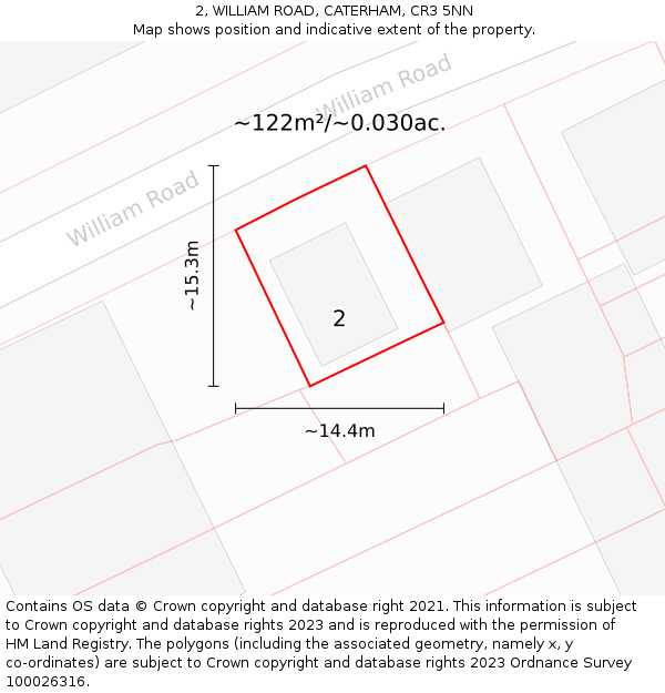 2, WILLIAM ROAD, CATERHAM, CR3 5NN: Plot and title map