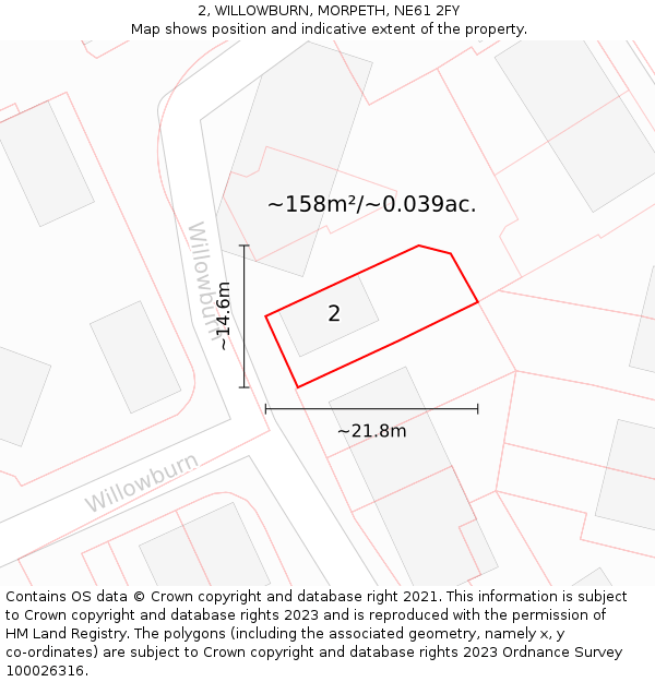 2, WILLOWBURN, MORPETH, NE61 2FY: Plot and title map