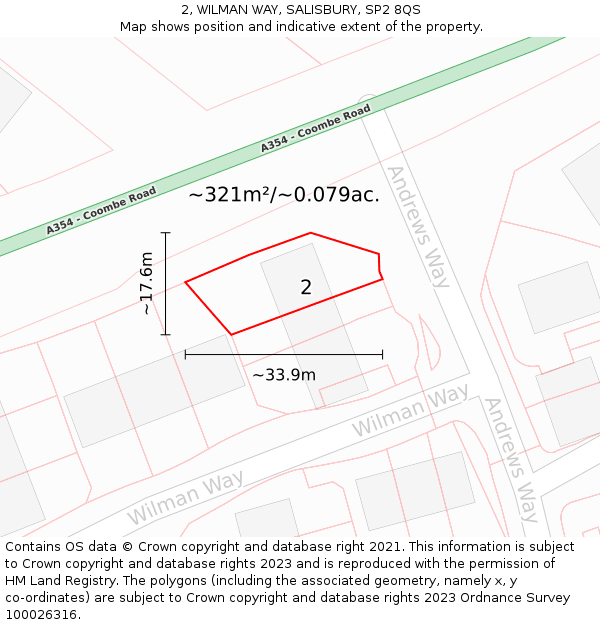 2, WILMAN WAY, SALISBURY, SP2 8QS: Plot and title map