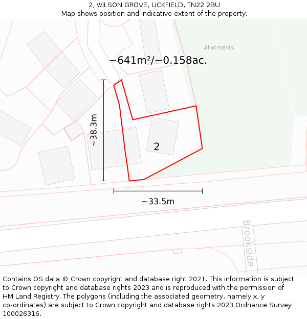 2, WILSON GROVE, UCKFIELD, TN22 2BU: Plot and title map