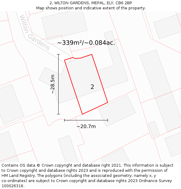 2, WILTON GARDENS, MEPAL, ELY, CB6 2BP: Plot and title map