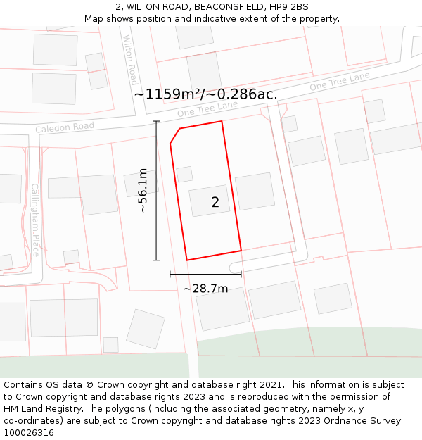 2, WILTON ROAD, BEACONSFIELD, HP9 2BS: Plot and title map
