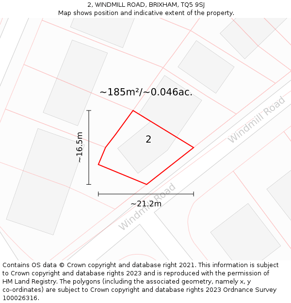 2, WINDMILL ROAD, BRIXHAM, TQ5 9SJ: Plot and title map