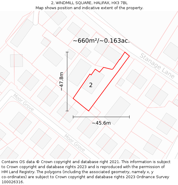 2, WINDMILL SQUARE, HALIFAX, HX3 7BL: Plot and title map
