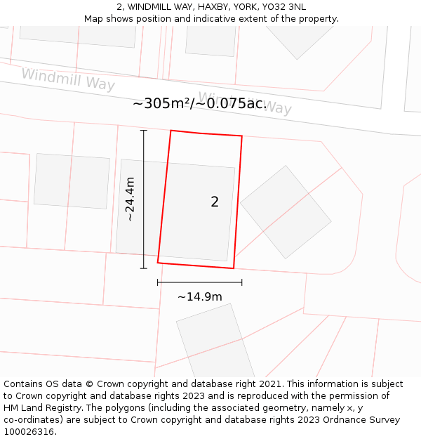 2, WINDMILL WAY, HAXBY, YORK, YO32 3NL: Plot and title map