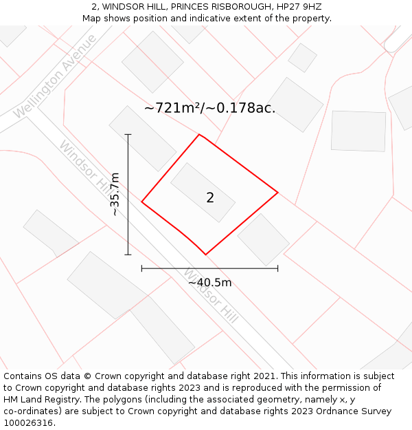 2, WINDSOR HILL, PRINCES RISBOROUGH, HP27 9HZ: Plot and title map