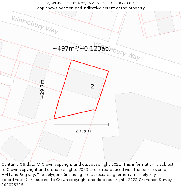 2, WINKLEBURY WAY, BASINGSTOKE, RG23 8BJ: Plot and title map