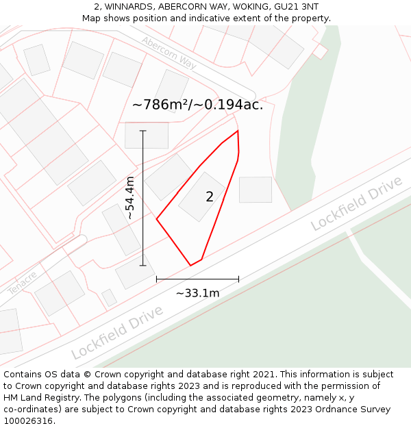 2, WINNARDS, ABERCORN WAY, WOKING, GU21 3NT: Plot and title map