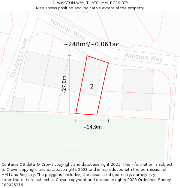 2, WINSTON WAY, THATCHAM, RG19 3TY: Plot and title map