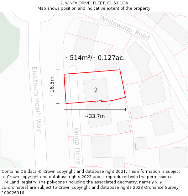 2, WINTA DRIVE, FLEET, GU51 1GA: Plot and title map